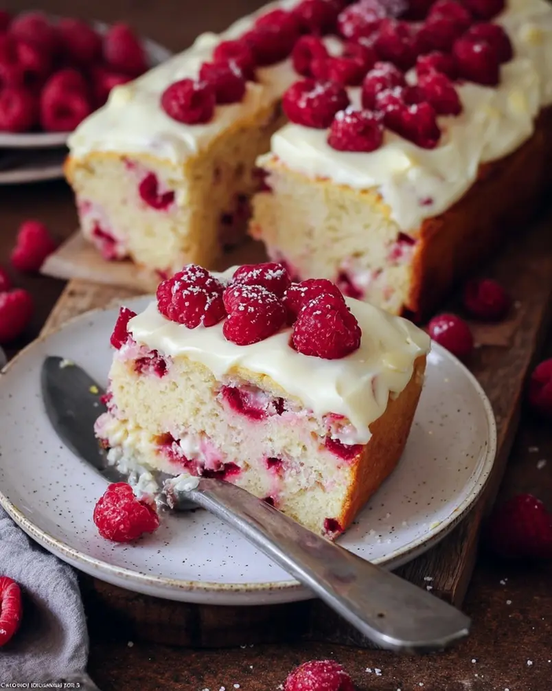 White Chocolate Raspberry Traybake