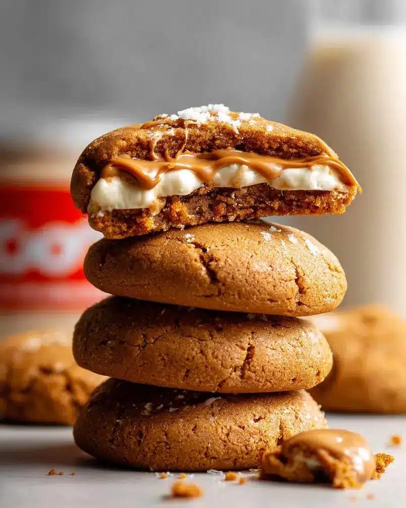 Biscoff stuffed cookies